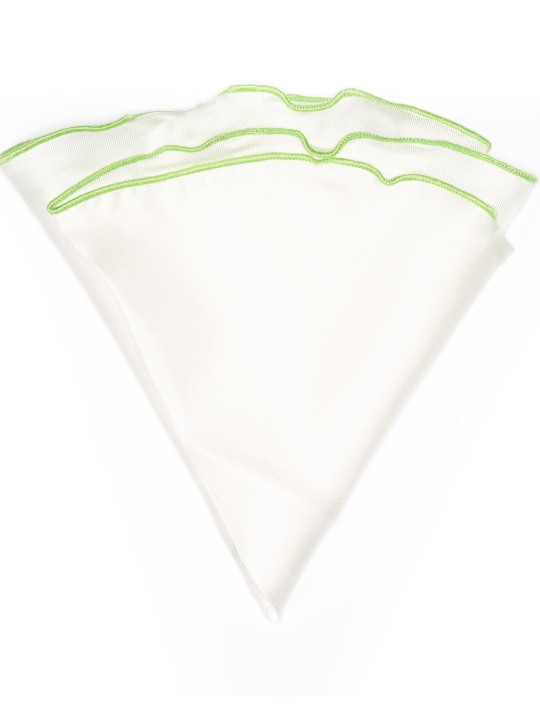 White Silk /Lawn Green Trim Silk Pocket Circle